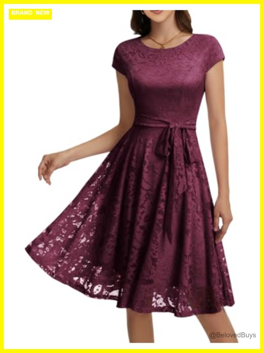 Floral Lace Swing Dress Knee-Length Cocktail Wedding Guest
